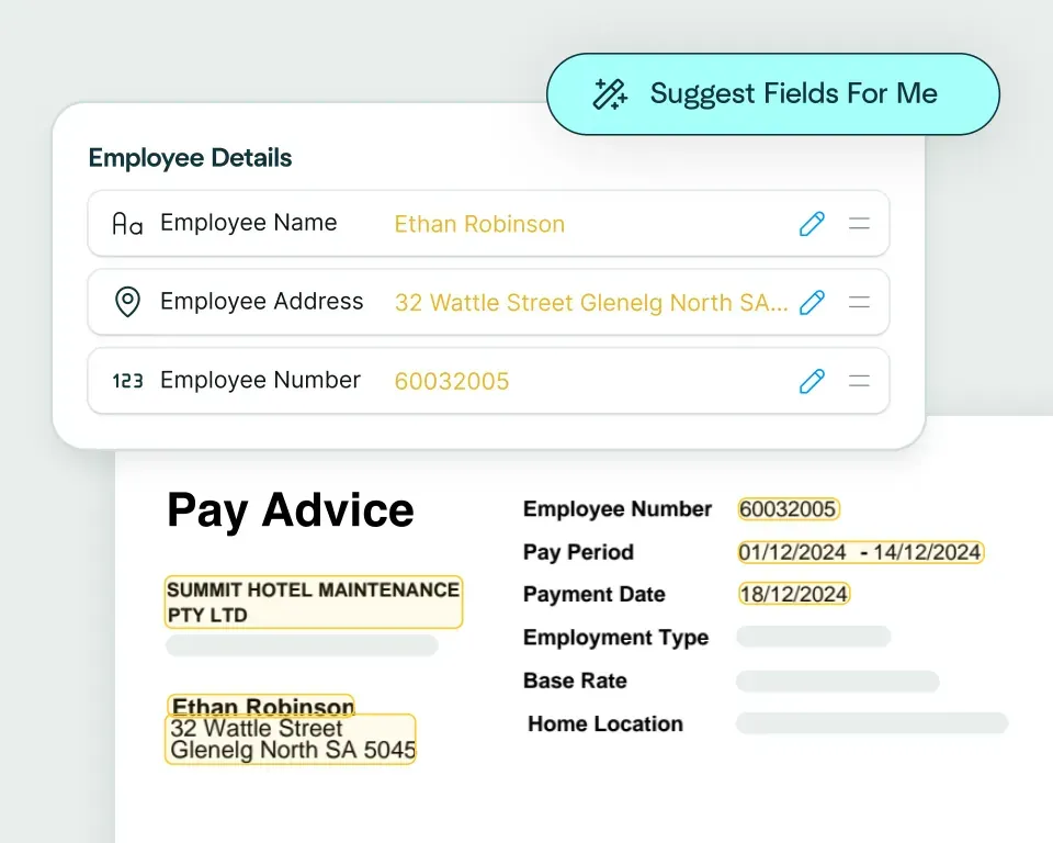 Example of automated data extraction from a work order