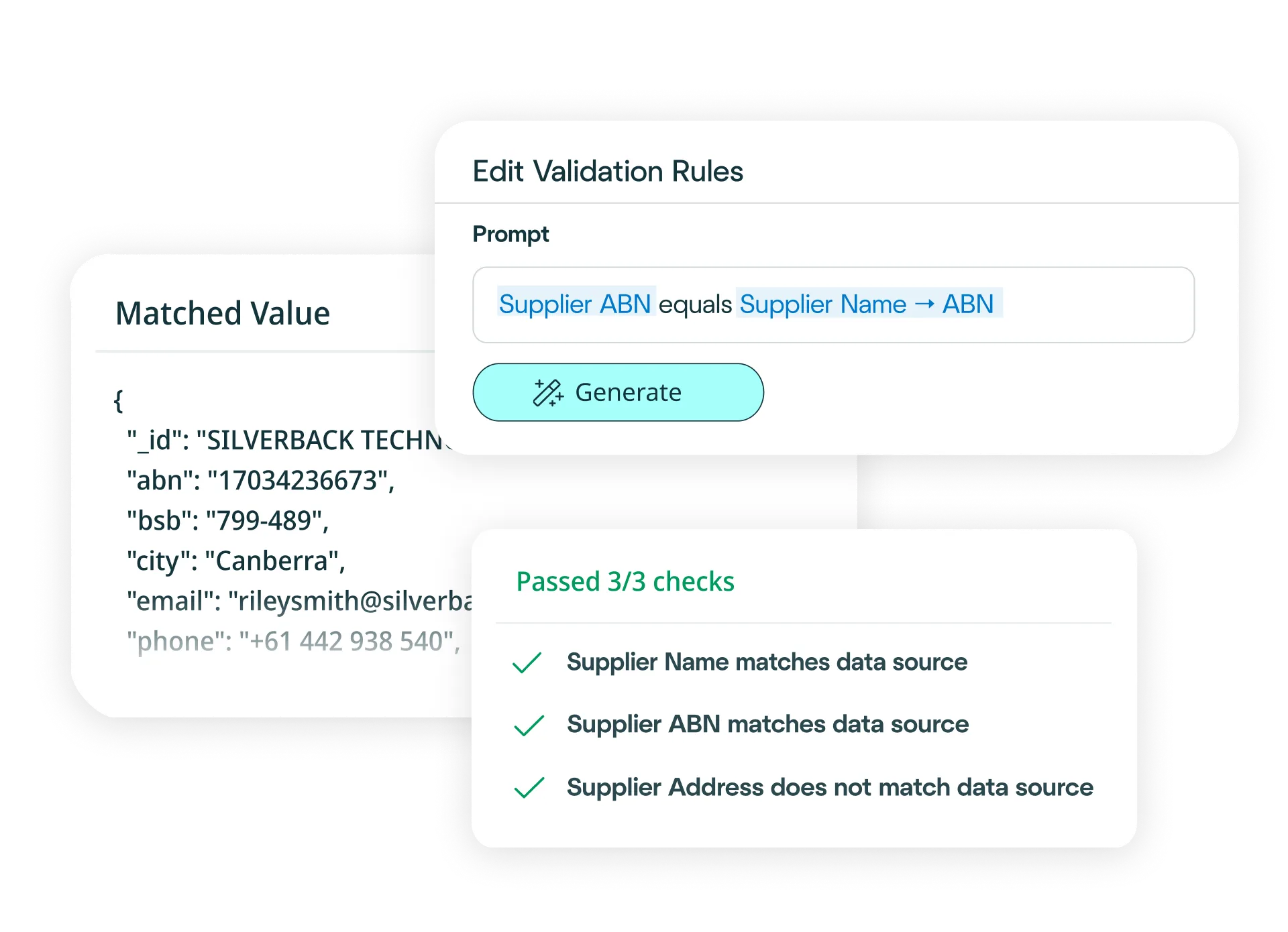 Affinda data source validation and cross-reference interface