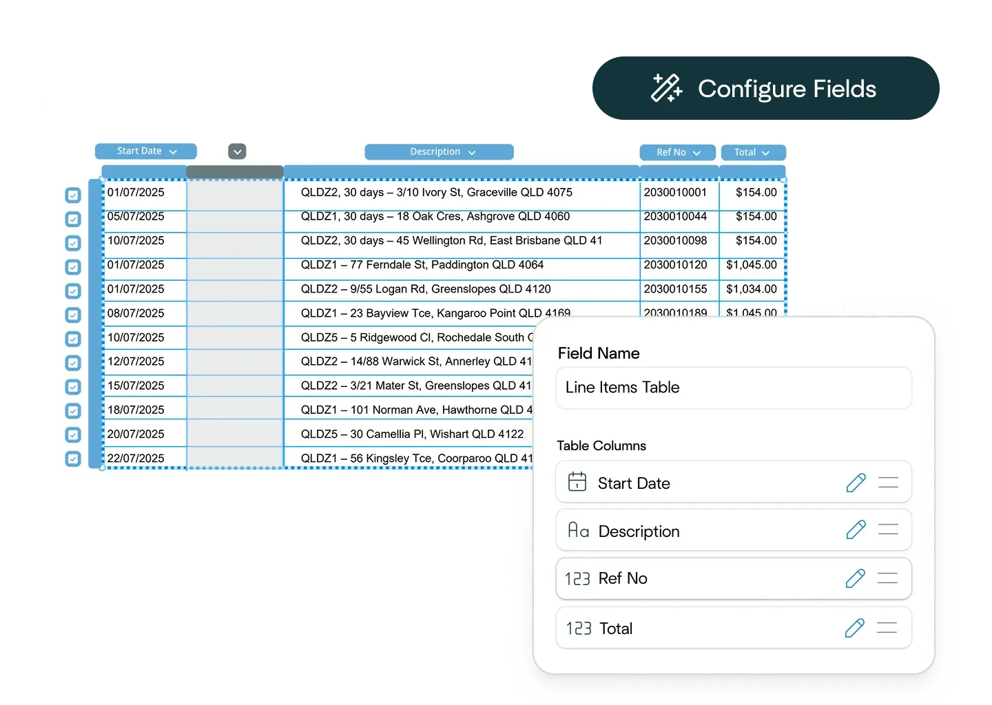 Affinda configuration interface for structured document extraction